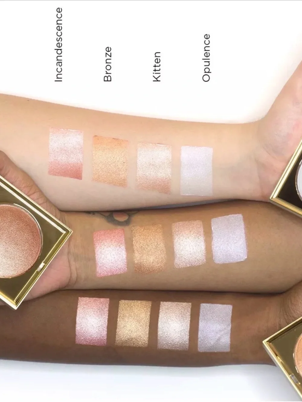 Shimmering Nude light Highlighter in color opulence. Color is posted in photos